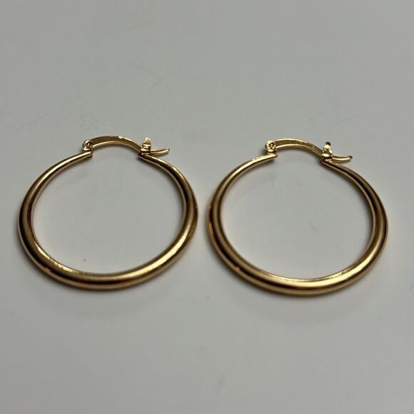 Gold Tone Fashion Hoops 1.25” - Picture 2 of 3